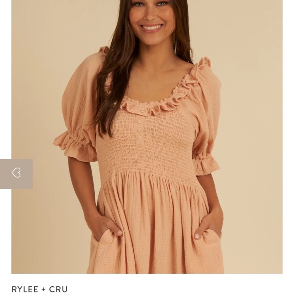 Rylee + Cru Blush Smocked Midi Dress